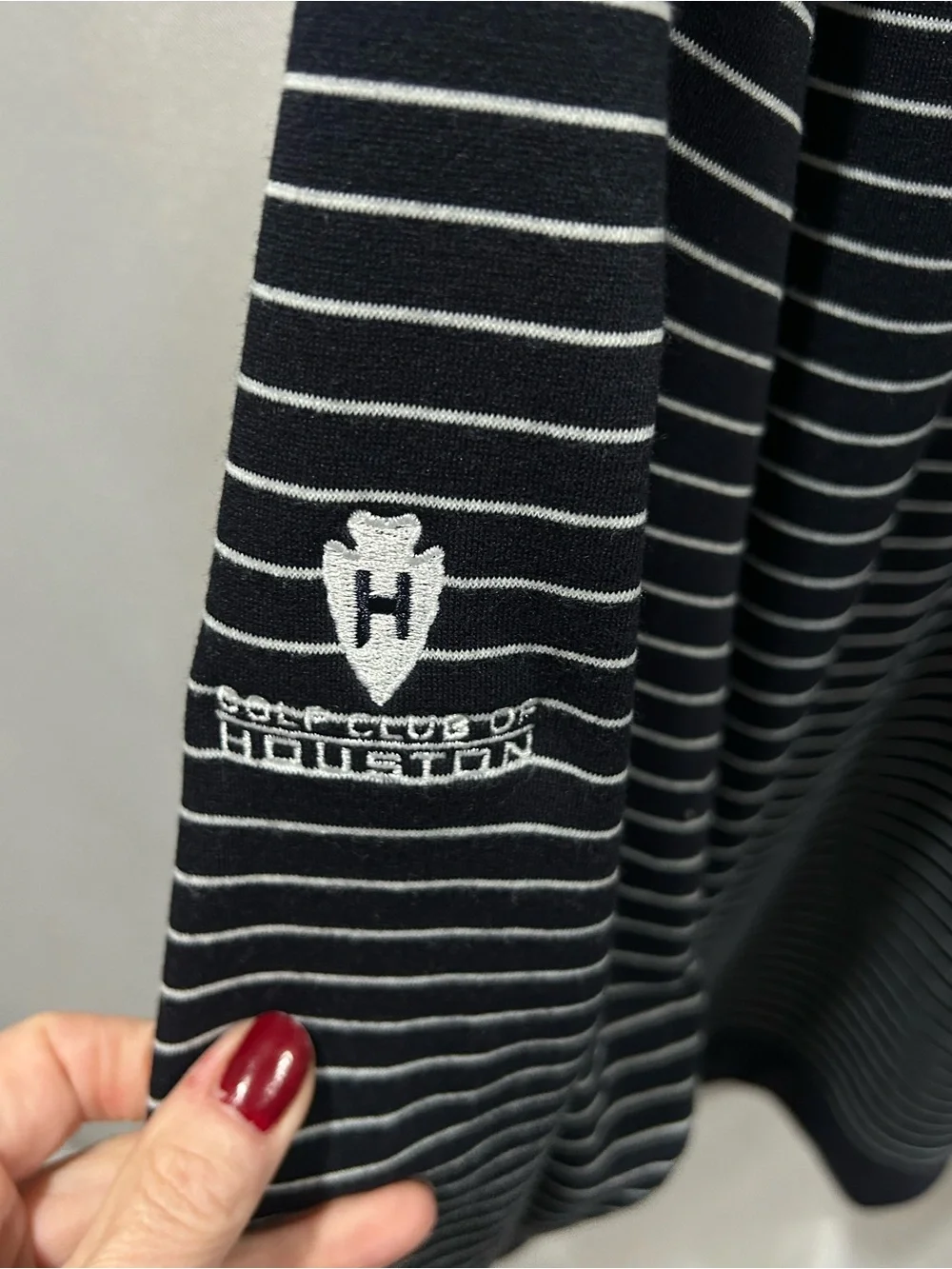LN Footjoy Navy striped pullover Golf Jersey fine knit Sweatshirt